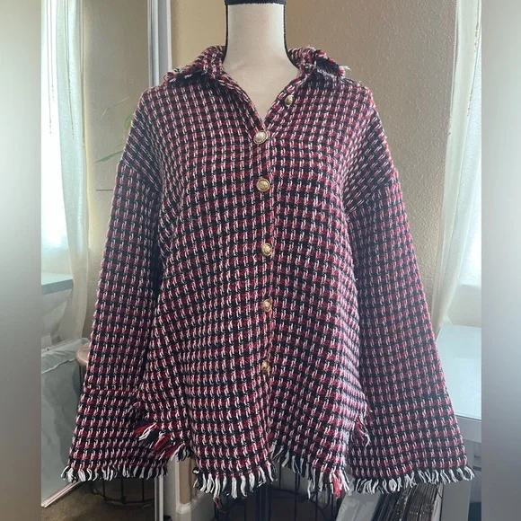 TWEED OVERSIZED TOP - Picture 1 of 10